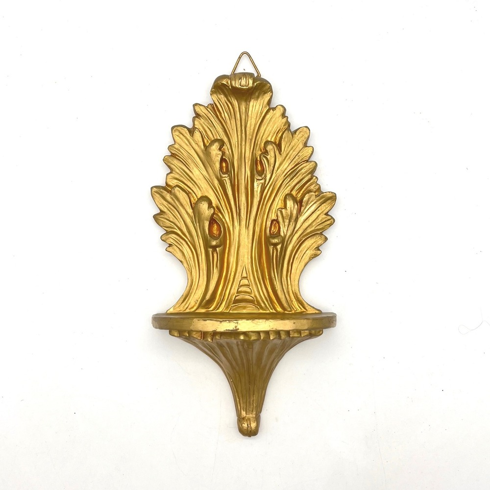 Vintage Style Gold Acanthus Leaf Wall Corbel Floating Shelf Ornate Gilded 9.5in